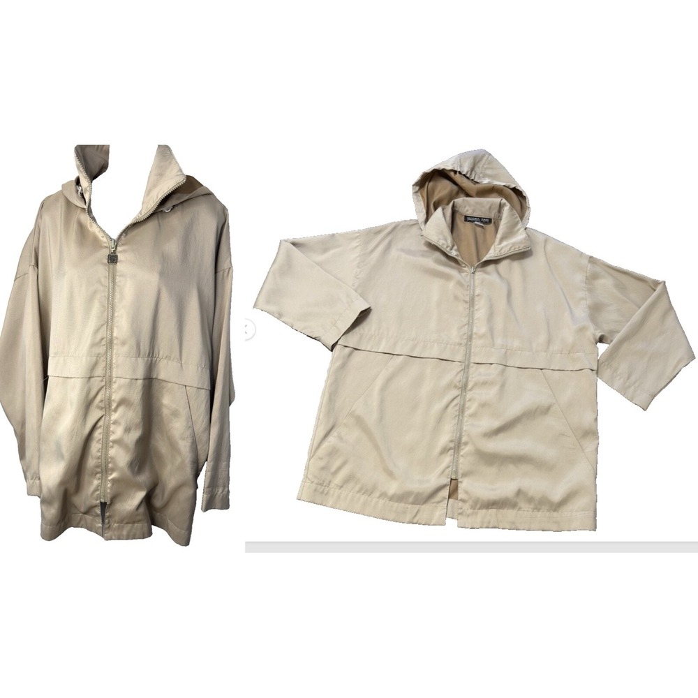 Mycra Pac Jacket  Rain Travel  Hooded‎ Pockets Lightweight Golden Tan beige M/L